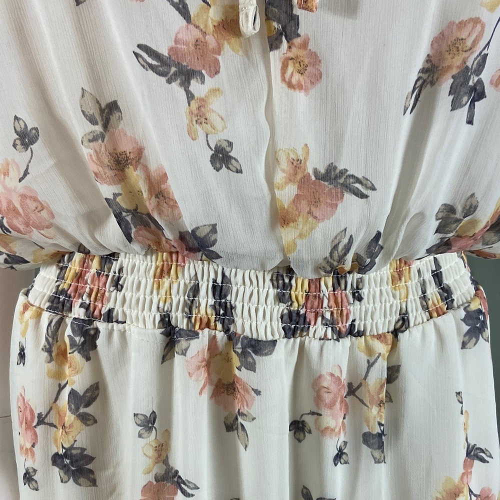 J for Justify Floral Sleeveless Tank Sun Mini Dress Sheer Ruffle 1X Sheer - Picture 6 of 13